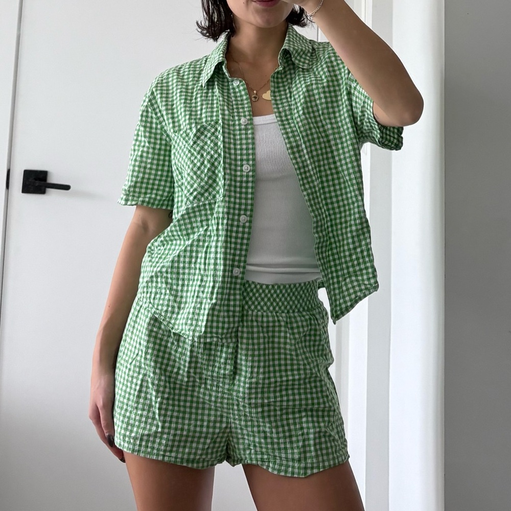 Sunday Best Green Gingham Blouse